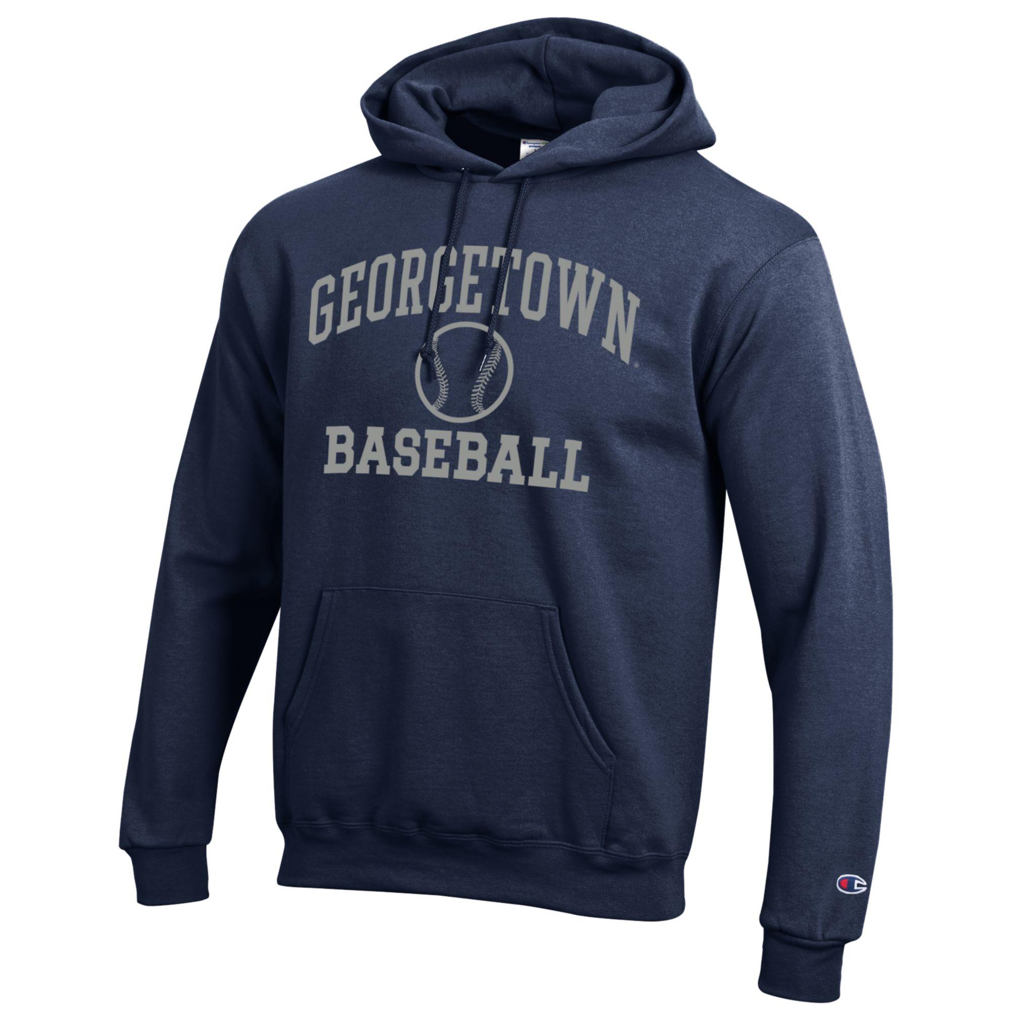 Men's Champion Navy Georgetown Hoyas Icon Baseball Powerblend Pullover Hoodie - Image 6