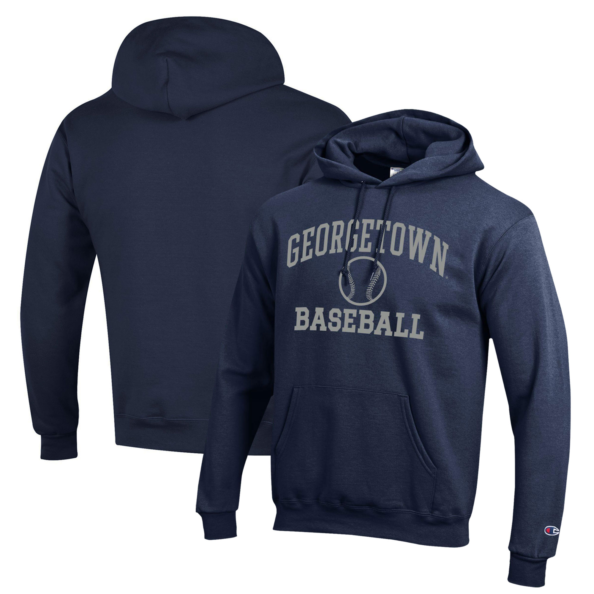 Men's Champion Navy Georgetown Hoyas Icon Baseball Powerblend Pullover Hoodie