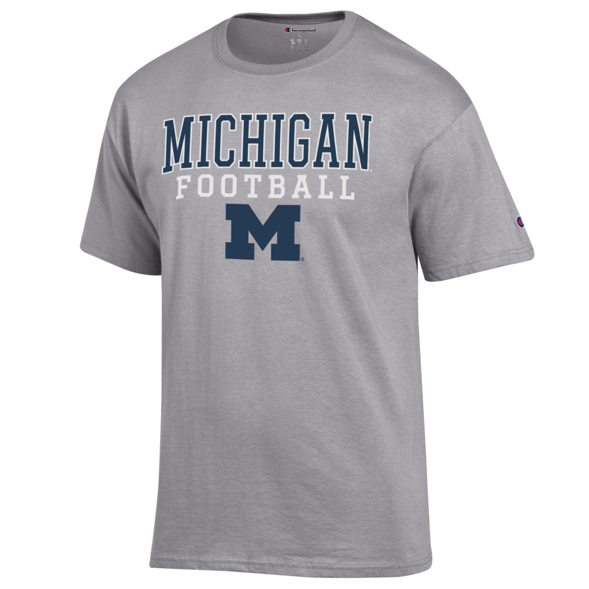 Men's Champion Heather Gray Michigan Wolverines Football Stack T-Shirt - Image 3