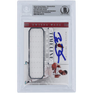 Dwyane Wade Miami Heat Autographed 2018-19 Panini National Treasures Timeline Materials Game-Worn Relic #TM-DWD #/99 Beckett Fanatics Witnessed Authenticated 10 Card