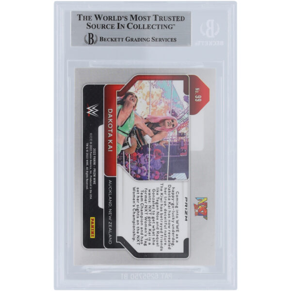 Dakota Kai WWE Autographed 2022 Panini Prizm Ruby Wave Prizm #99 Beckett Fanatics Witnessed Authenticated Card - Image 6