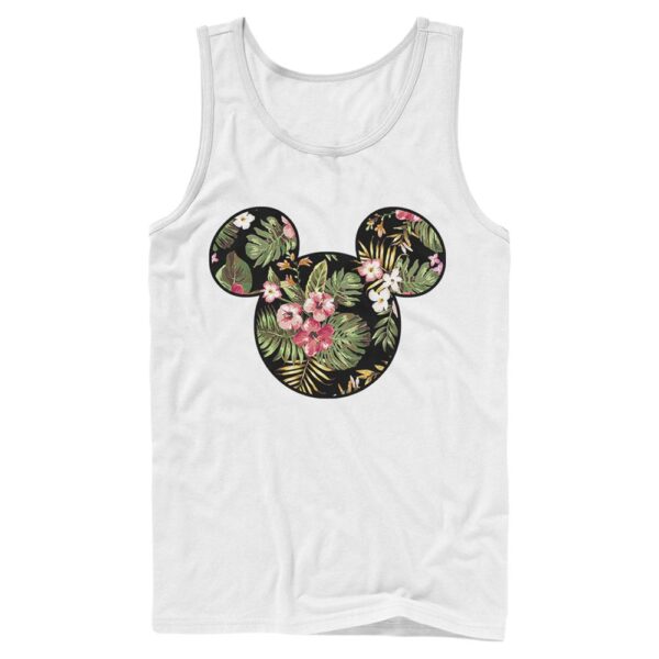 Men's Mad Engine White Mickey & Friends Floral Ears Graphic Tank Top
