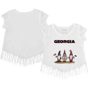 Toddler Tiny Turnip White Georgia Bulldogs Gnomes Fringe T-Shirt