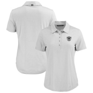 Women's Cutter & Buck Gray Las Vegas Raiders Historic Coastline Epic Comfort Eco Recycled Polo