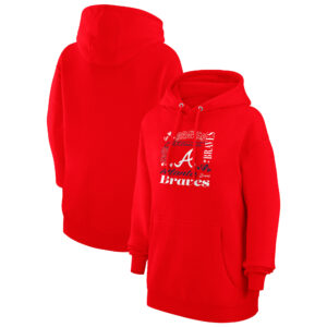 Women's G-III 4Her by Carl Banks Red Atlanta Braves Collage Team Graphic Fleece Pullover Hoodie