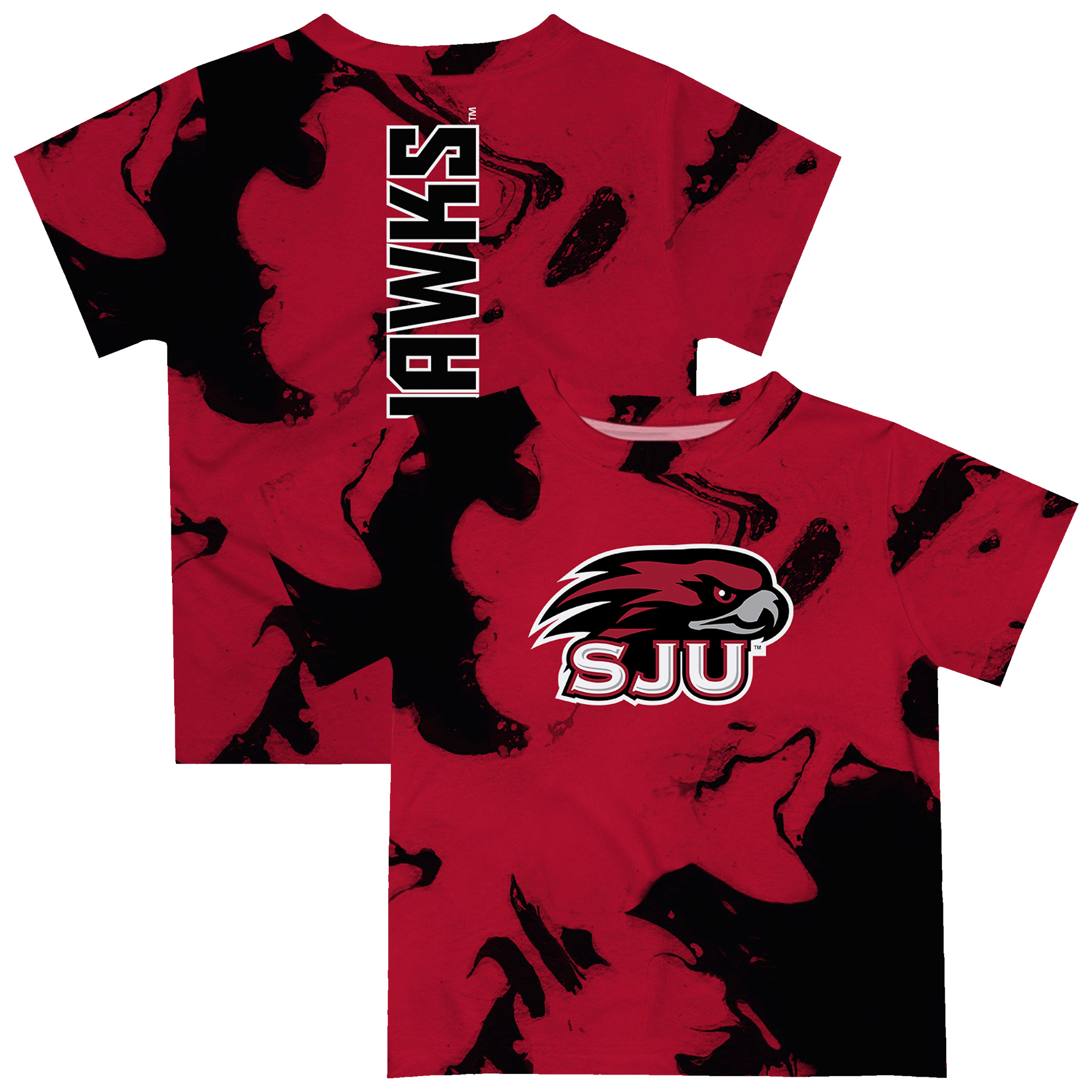 Infant Vive La Fete Crimson/Black Saint Joseph's Hawks Marble Print T-Shirt