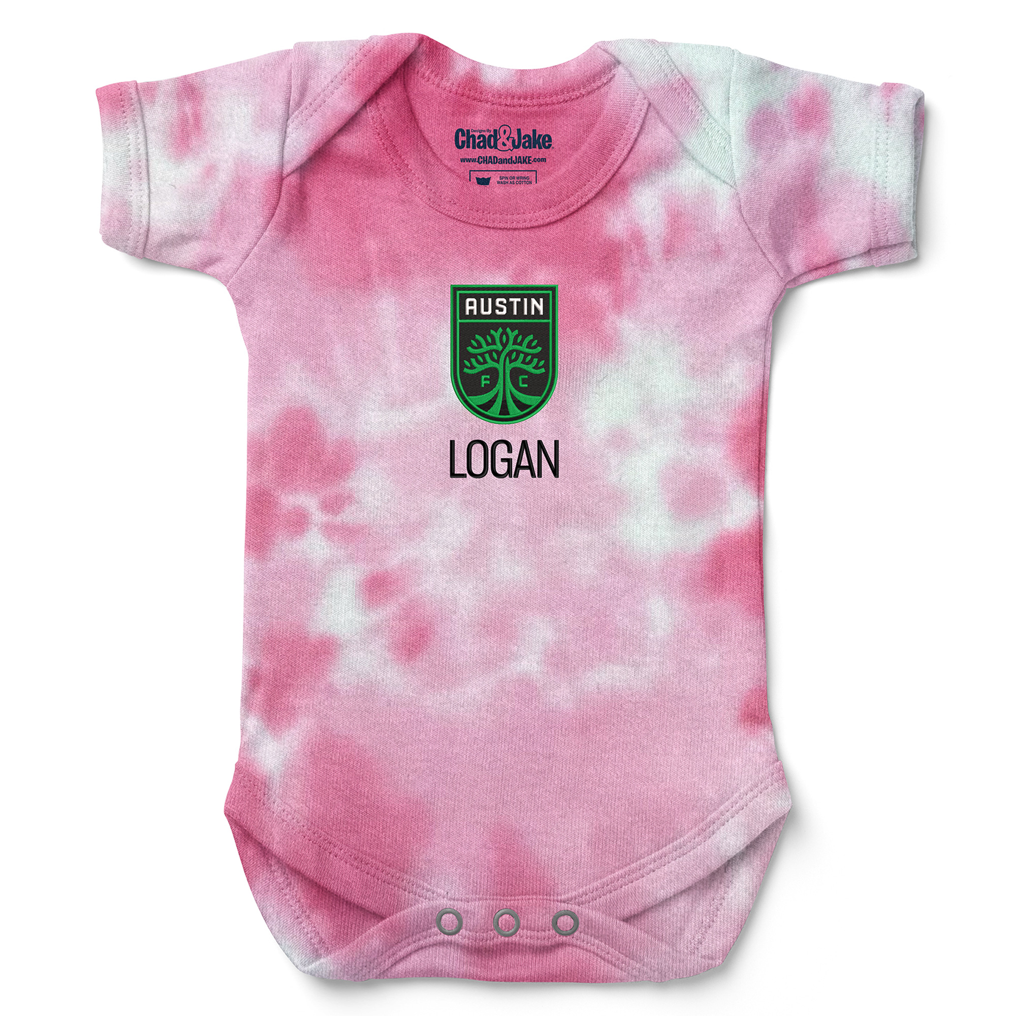 Infant Chad & Jake Pink Austin FC Logo Personalized Bodysuit