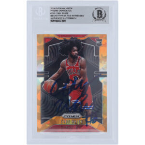 Coby White Chicago Bulls Autographed 2019-20 Panini Prizm Orange Ice Prizm #253 Beckett Fanatics Witnessed Authenticated Rookie Card