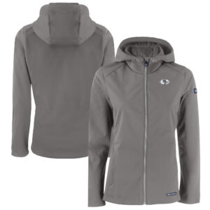 Women's Cutter & Buck Gray San Francisco 49ers Evoke Eco Softshell Recycled Full-Zip Hoodie Jacket