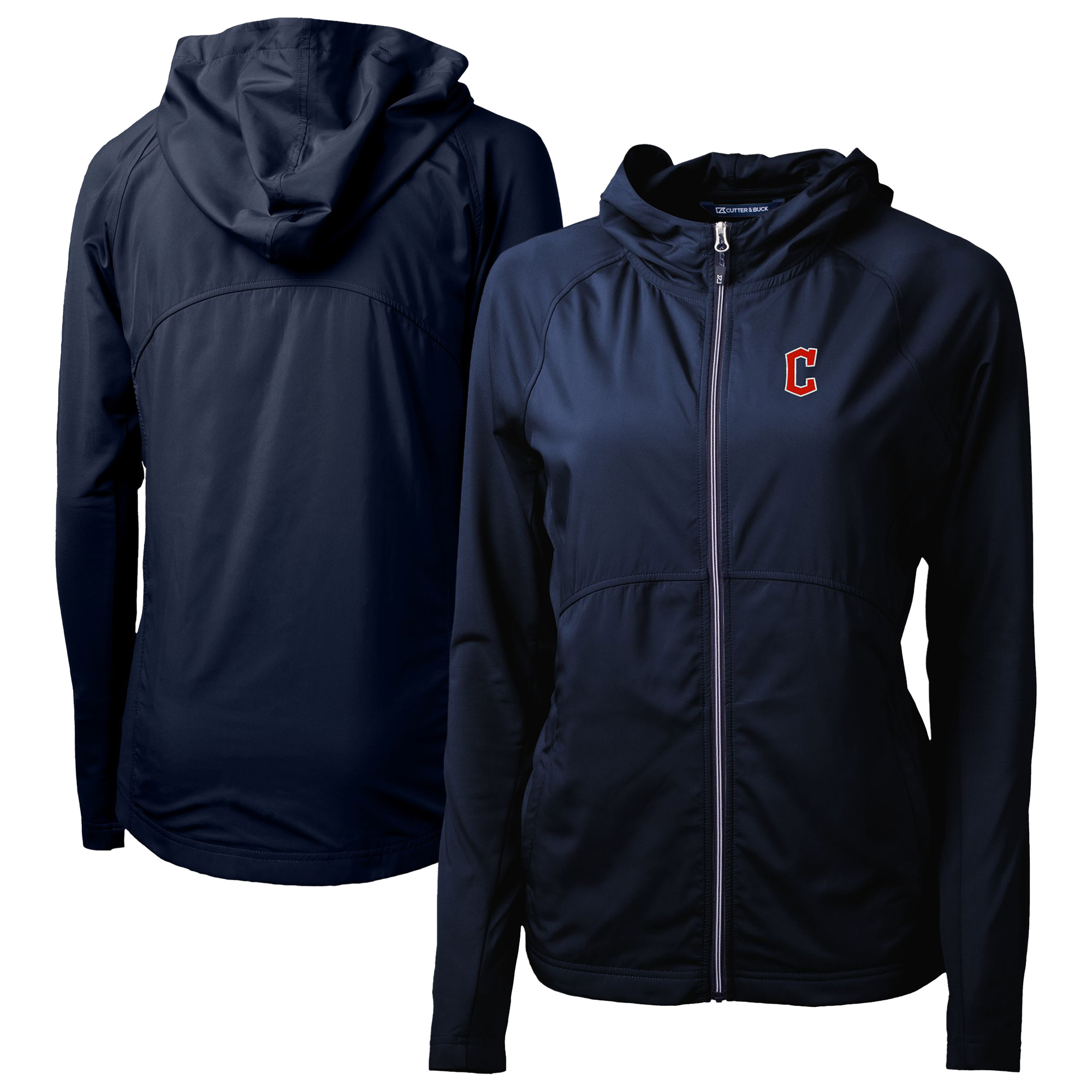 Women's Cutter & Buck Navy Cleveland Guardians Adapt Eco Knit Hybrid Recycled Full-Zip Hoodie - Image 2