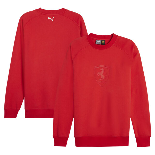 Men's Puma Red Scuderia Ferrari 2024 Big Shield Raglan Pullover Sweatshirt