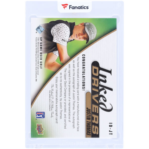 Justin Thomas PGA Tour Autographed 2022 Upper Deck SP Game Used Inked Drivers #ID-JT Card - Image 6
