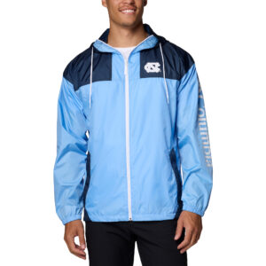 Men's Columbia Carolina Blue North Carolina Tar Heels Flash Challenger II Omni-Shade Full-Zip Hoodie Windbreaker Jacket