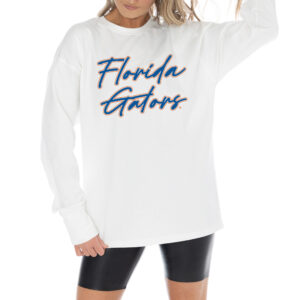 Women's Gameday Couture White Florida Gators Midweight Oversized Long Sleeve T-Shirt