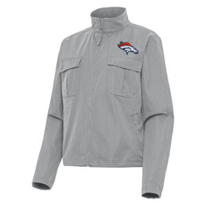 Women's Antigua Gray Denver Broncos  Even Par Full-Zip Jacket