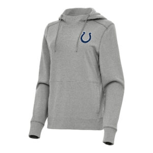 Women's Antigua  Heather Gray Indianapolis Colts Justice Pullover Hoodie