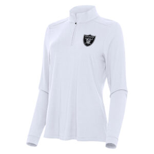 Women's Antigua  White Las Vegas Raiders Intent Quarter-Zip Sweatshirt