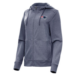 Women's Antigua   Heather Navy New England Patriots Seeker Full-Zip Hoodie Jacket