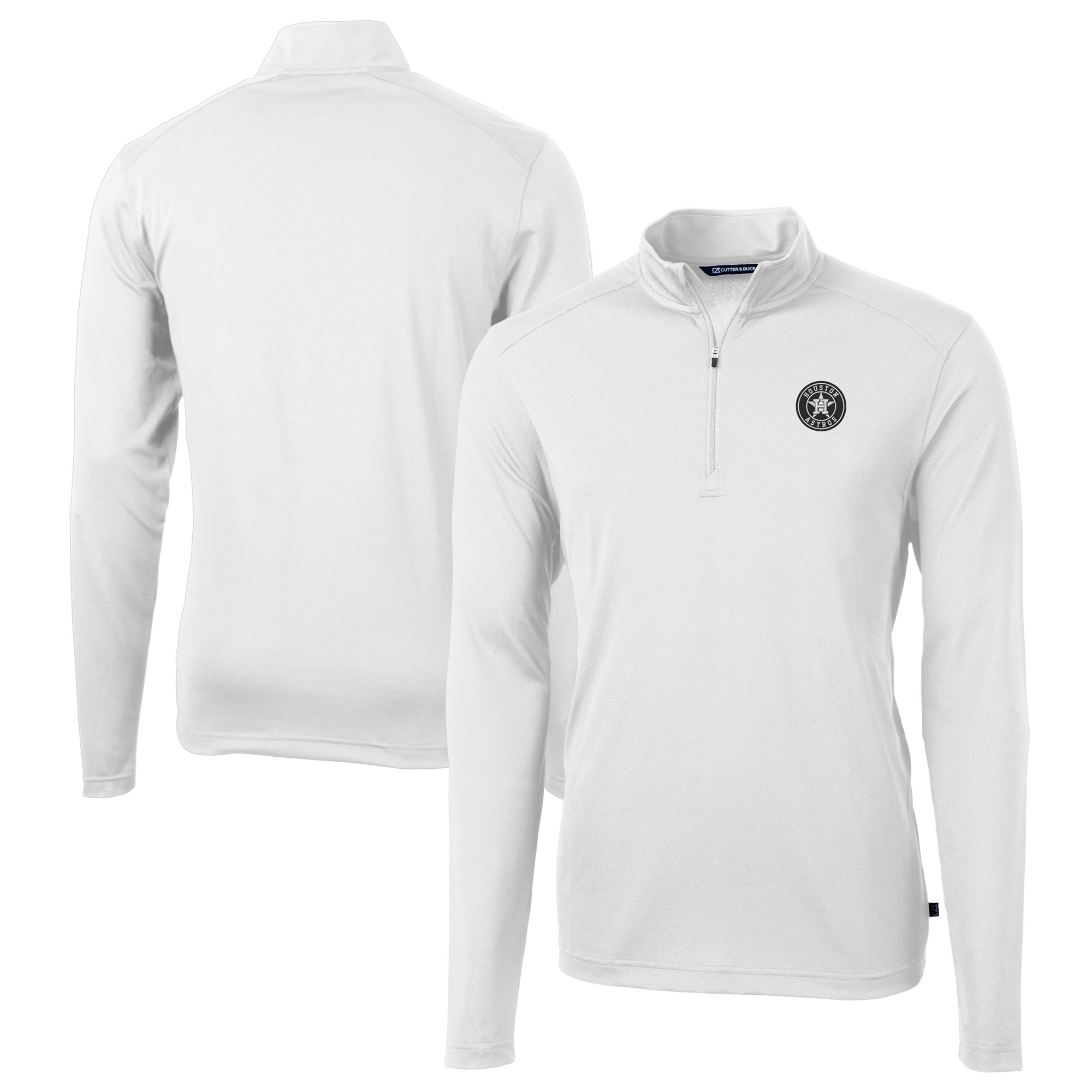 Men's Cutter & Buck White Houston Astros Big & Tall Virtue Eco Pique DryTec Quarter-Zip Jacket