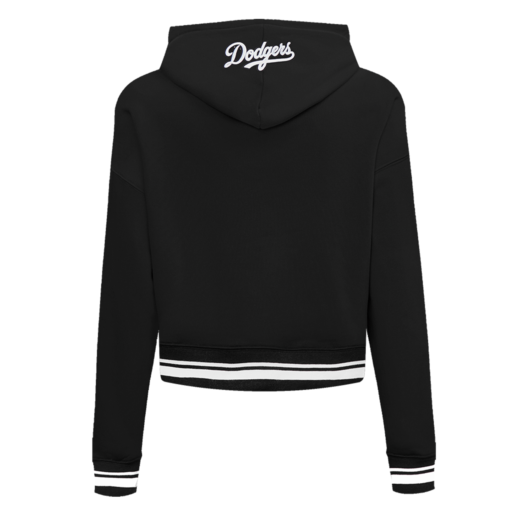 Women's Pro Standard Black Los Angeles Dodgers Script Tail Cropped Pullover Hoodie - Image 4