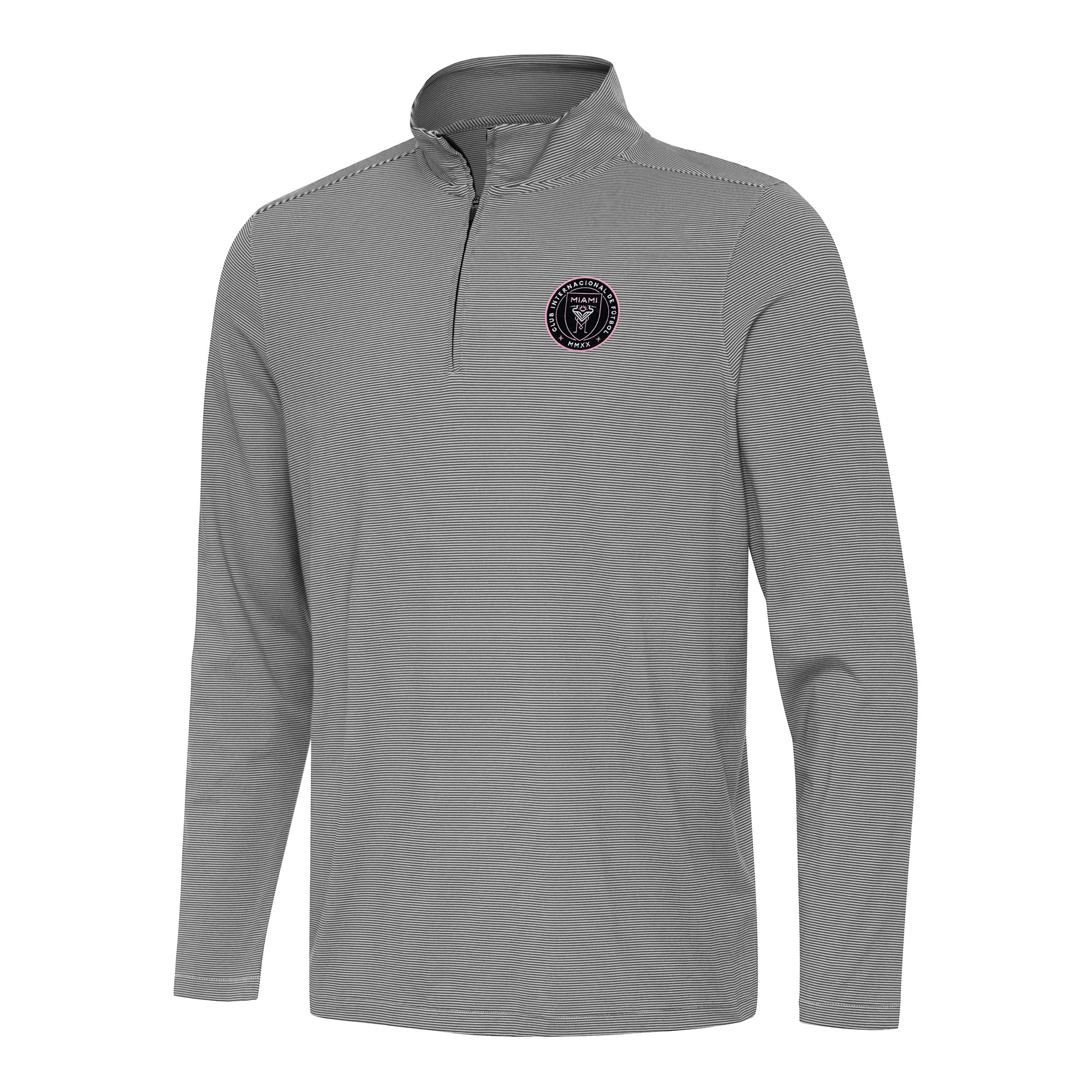 Men's Antigua Black Inter Miami CF Twine Quarter-Zip Jacket