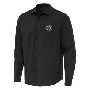 Men's Antigua Black Philadelphia Union Exposure Woven Long Sleeve Button-Up Shirt