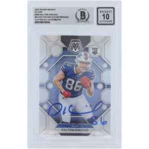 Dalton Kincaid Buffalo Bills Autographed 2023 Panini Mosaic Silver Prizm #305 Beckett Fanatics Witnessed Authenticated 10 Rookie Card