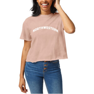 Women's Official League Light Pink Northwestern Wildcats Clothesline Cropped T-Shirt