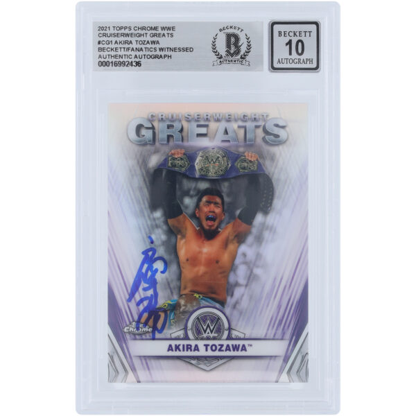 Akira Tozawa WWE Autographed 2021 Topps Chrome Cruiserweight Greats #CG-1 Beckett Fanatics Witnessed Authenticated 10 Card