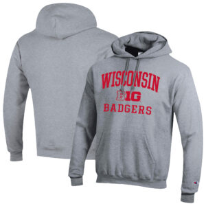 Men's Champion Gray Wisconsin Badgers Big 10 Powerblend Pullover Hoodie