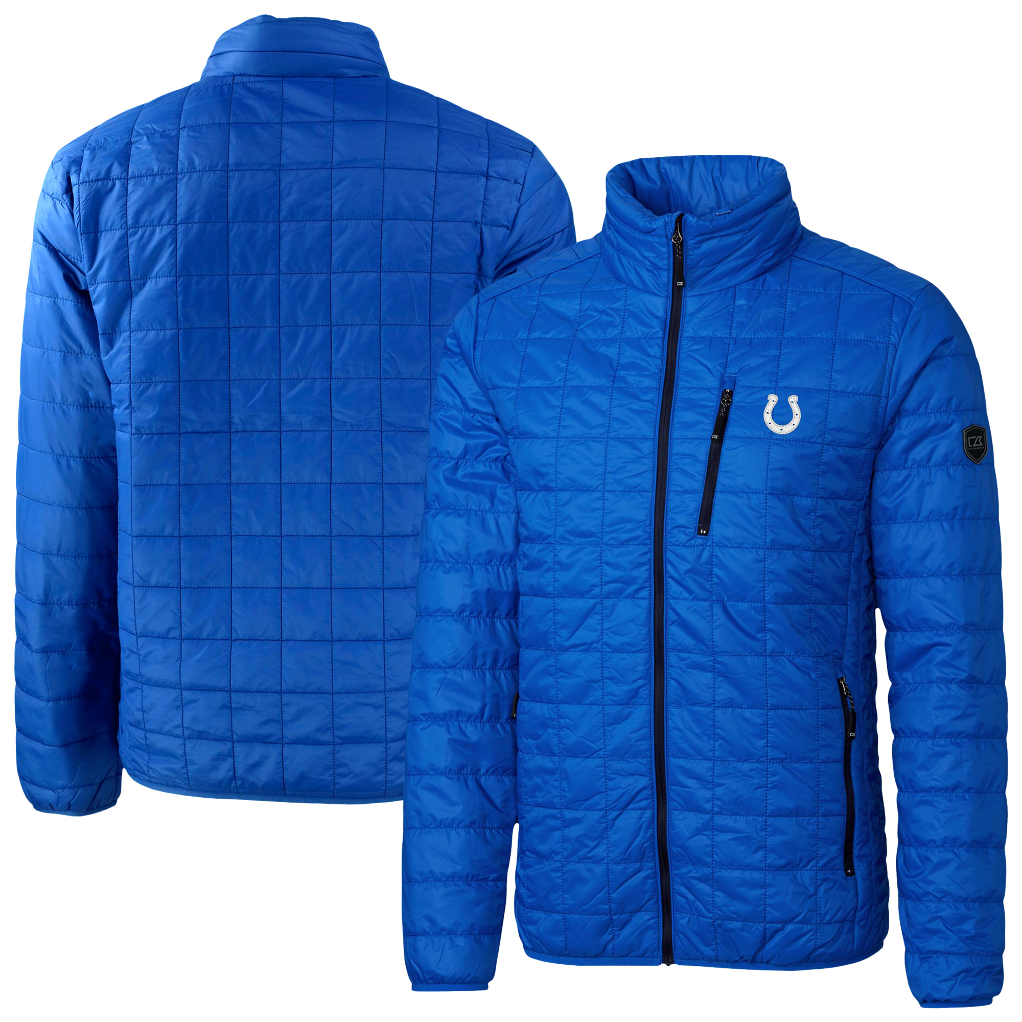 Men's Cutter & Buck Royal Indianapolis Colts Rainier PrimaLoft Eco Insulated Full-Zip Puffer Jacket