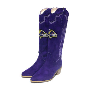 Women's Cuce  Purple Baltimore Ravens Rhinestone Faux Suede Cowboy Boots