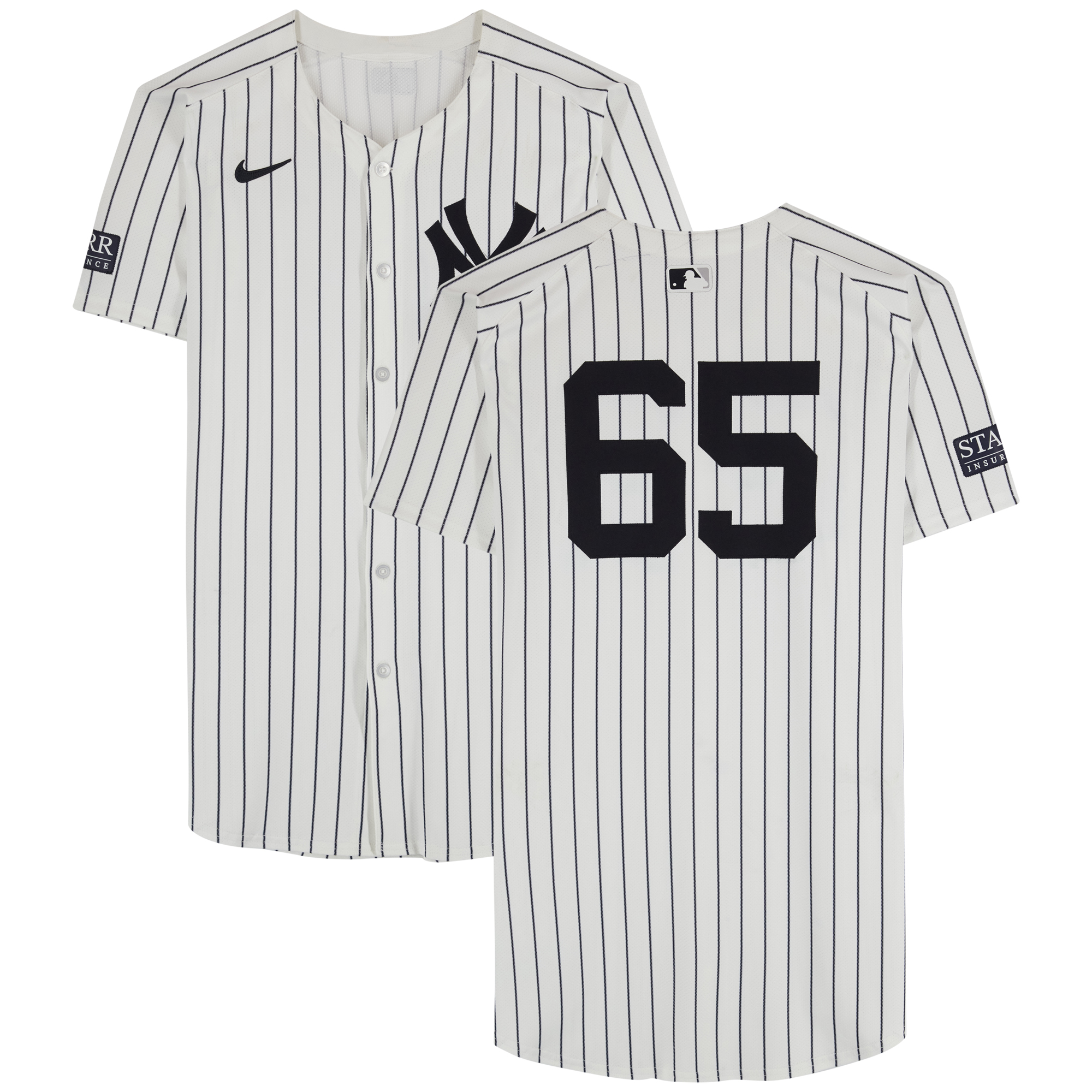 Nestor Cortes Jr. New York Yankees Game-Used #65 White Pinstripe Nike Jersey vs. Los Angeles Angels on August 8, 2024