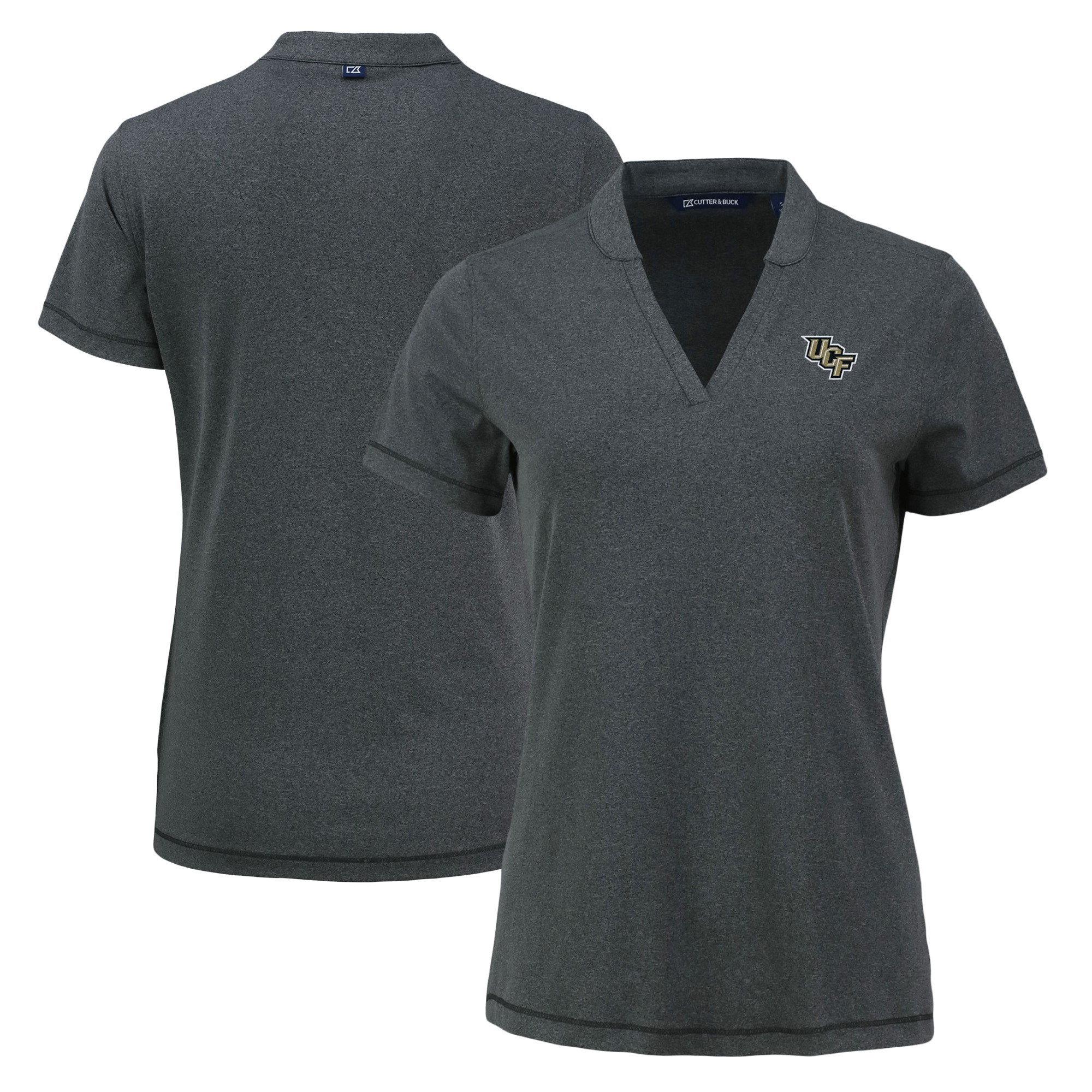 Women's Cutter & Buck Heather Black UCF Knights Forge Heathered Stretch Blade Top