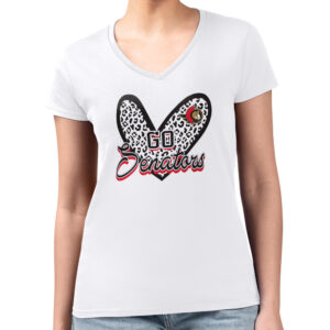 Women's G-III 4Her by Carl Banks White Ottawa Senators Animal Print Heart Fitted V-Neck T-Shirt