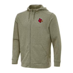 Men's Antigua Olive Louisville Cardinals Effortless Full-Zip Hoodie Jacket