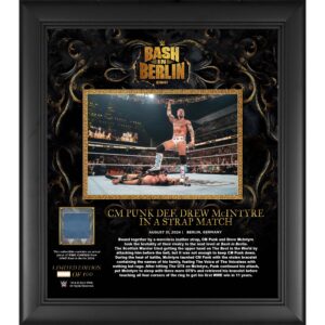 CM Punk WWE Framed 15" x 17" 2024 Bash In Berlin Collage with a Piece of Match-Used Canvas - Limited Edition of 500