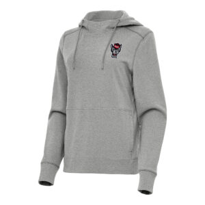 Women's Antigua Heather Gray NC State Wolfpack Justice Pullover Hoodie