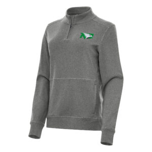 Women's Antigua Heather Charcoal North Dakota Crush Quarter-Zip Fleece Sweatshirt