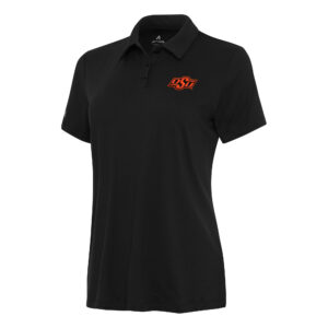 Women's Antigua Black Oklahoma State Cowboys Reprocess Polo