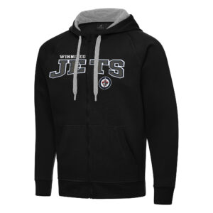 Men's Antigua Black Winnipeg Jets Big & Tall Victory Full-Zip Hoodie