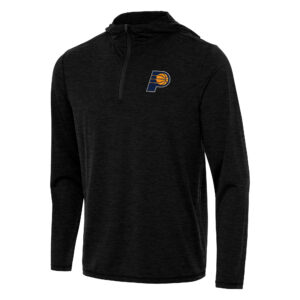 Men's Antigua Heather Black Indiana Pacers Tidy Quarter-Zip Hoodie