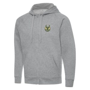 Men's Antigua Heather Gray Milwaukee Bucks Big & Tall Victory Full-Zip Hoodie Jacket