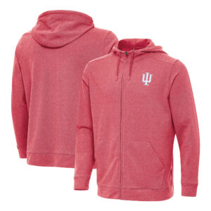 Men's Antigua  Heather Crimson Indiana Hoosiers Effortless Full-Zip Hood