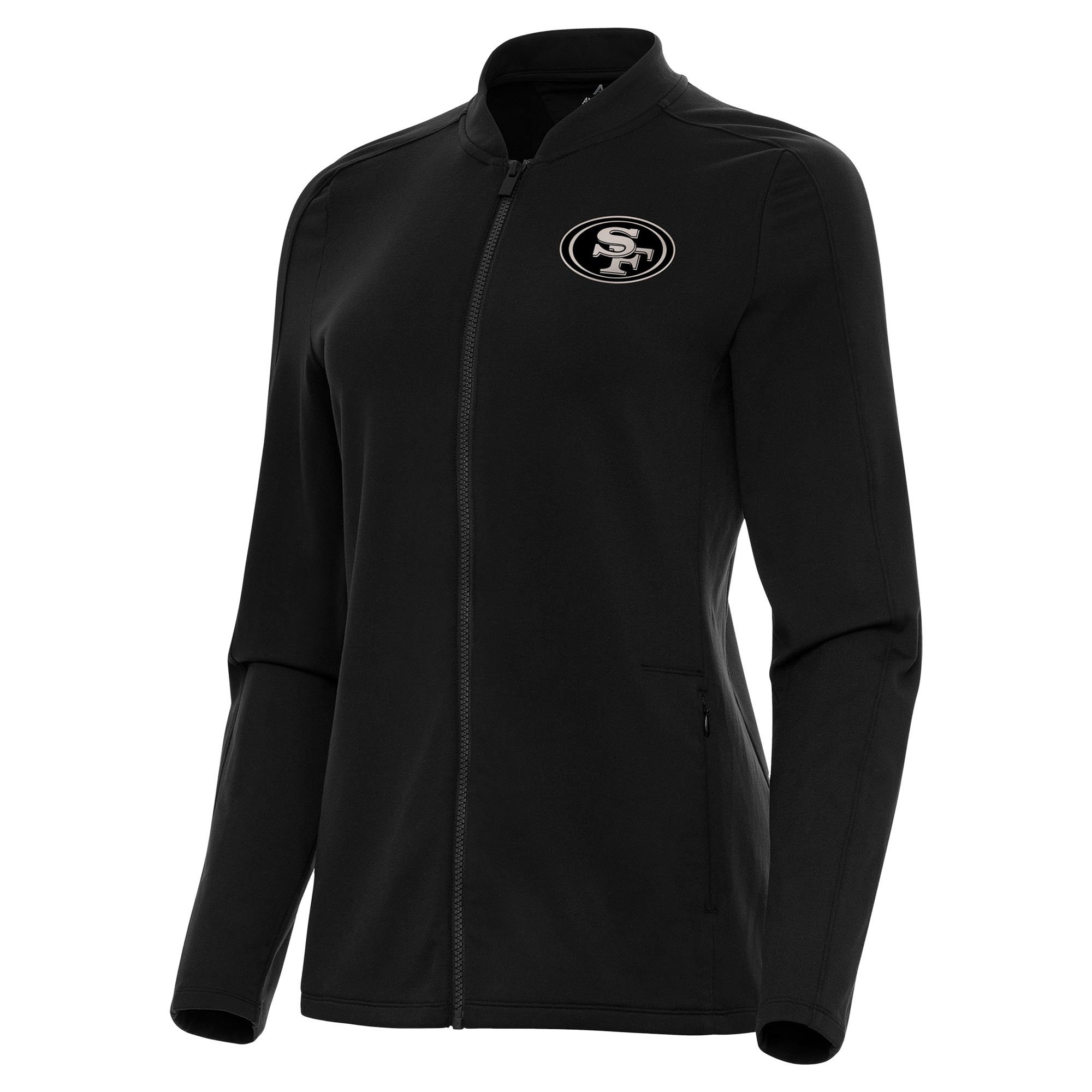 Women's Antigua Black San Francisco 49ers Continual Full-Zip Jacket