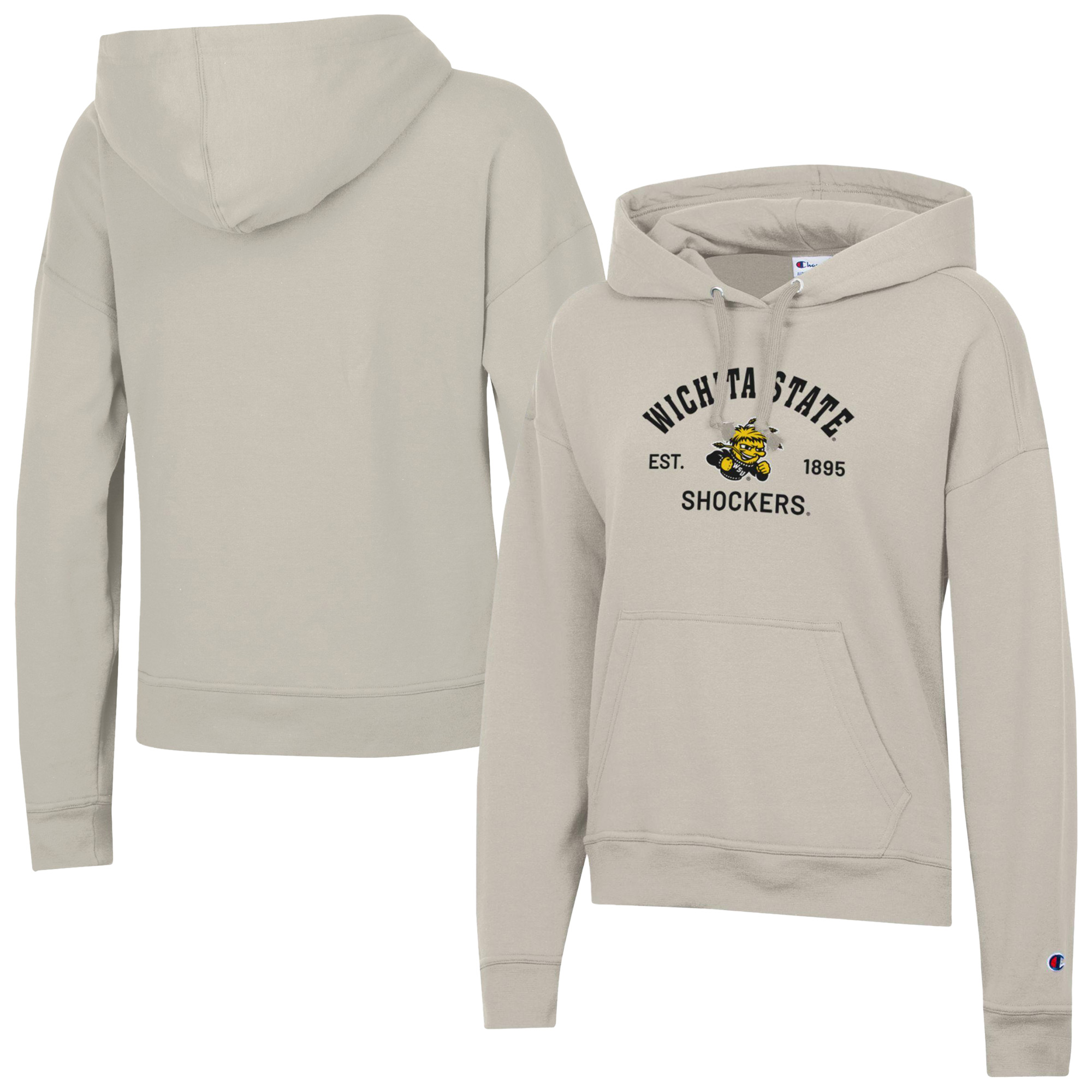 Women's Champion Oatmeal Wichita State Shockers Powerblend Fleece Pullover Hoodie