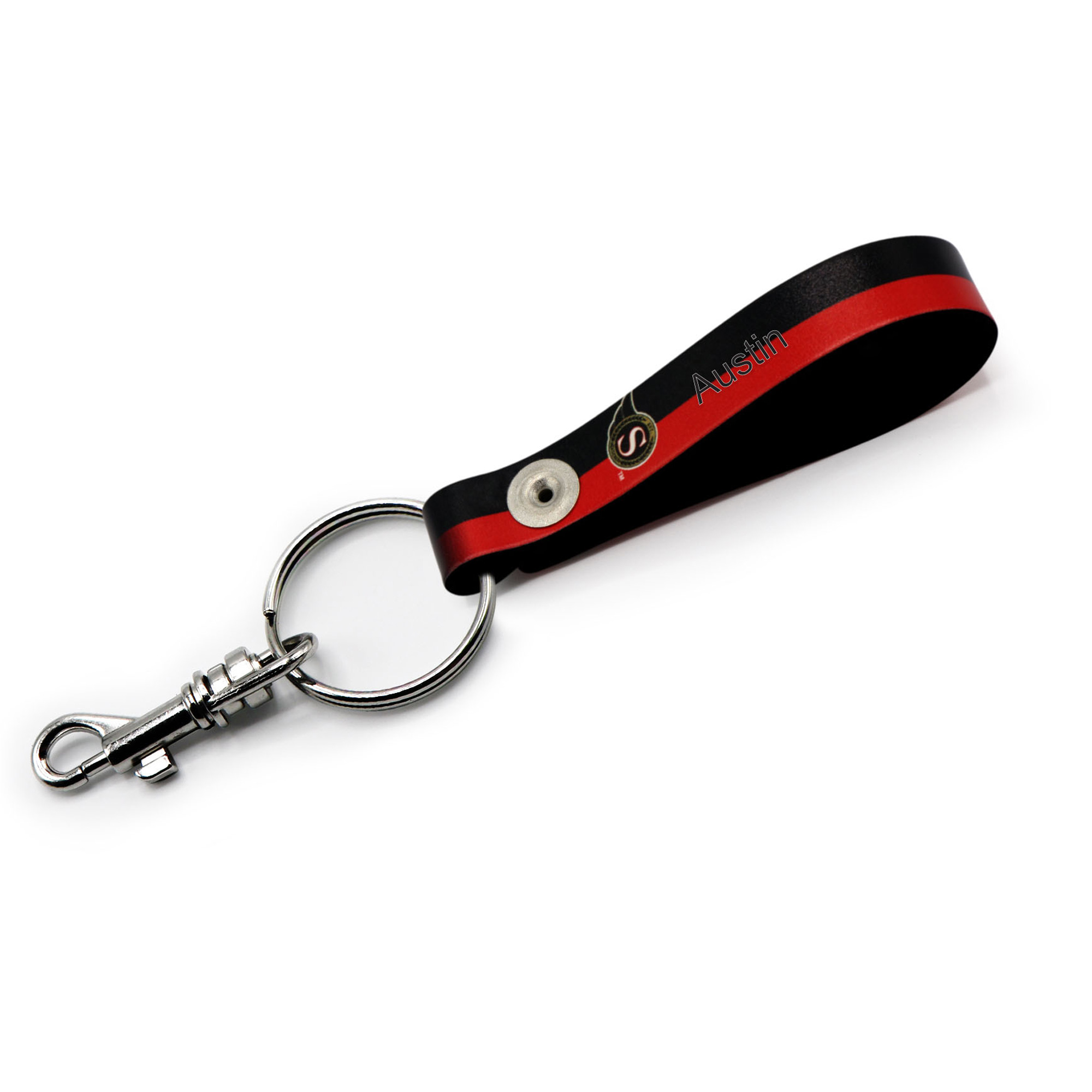 Ottawa Senators Personalized Leather Loop Keychain - Image 3