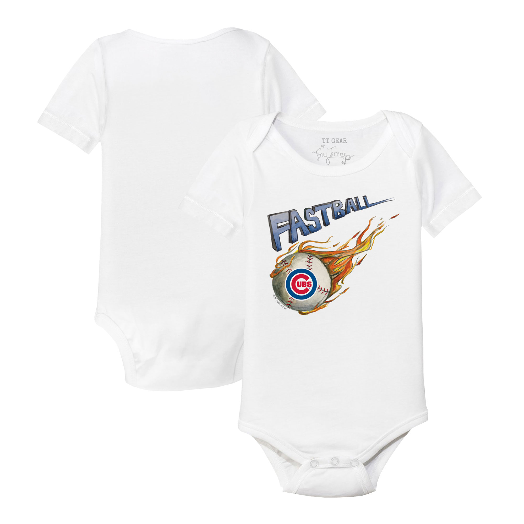 Infant Tiny Turnip White Chicago Cubs Fastball Bodysuit - Image 5
