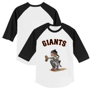 Infant Tiny Turnip White/Black San Francisco Giants Kate Raglan 3/4-Sleeve T-Shirt