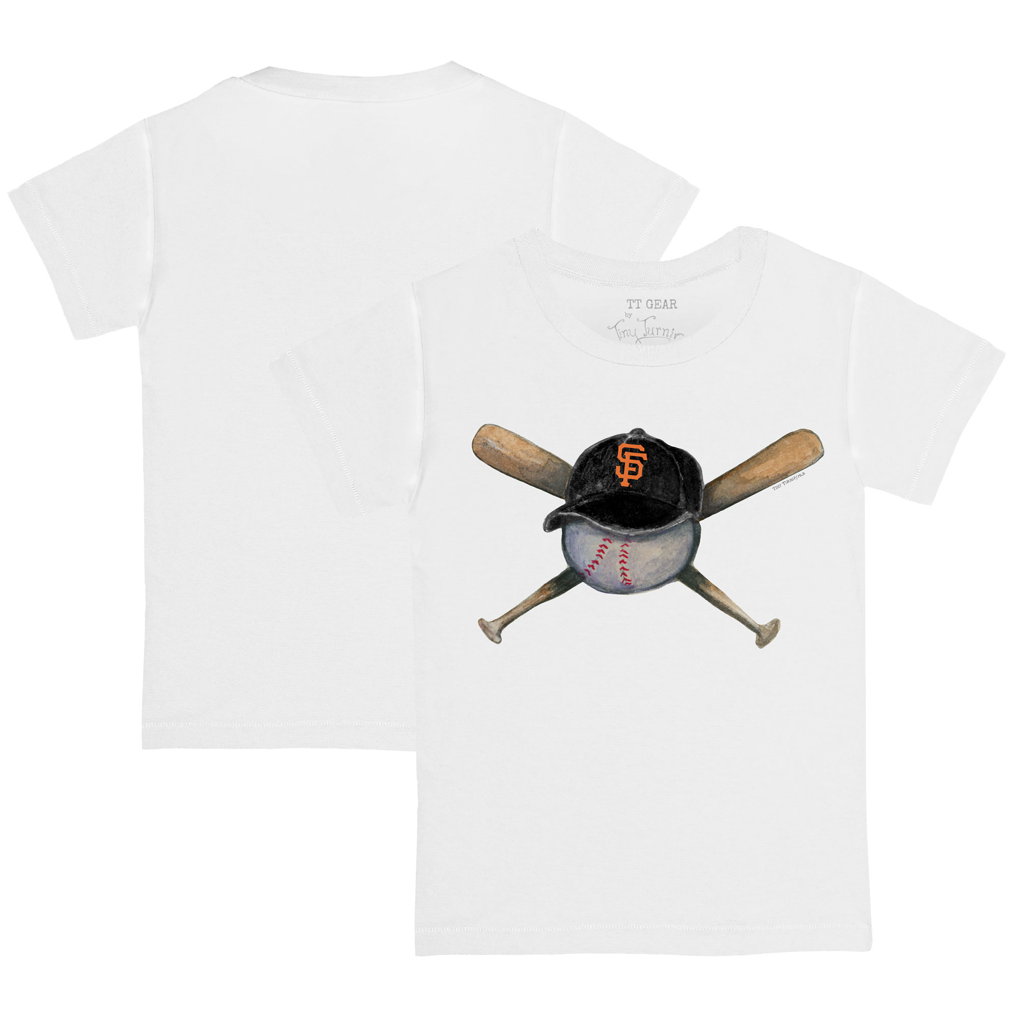 Toddler Tiny Turnip White San Francisco Giants Hat Cross Bats T-Shirt - Image 2